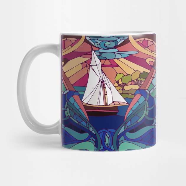 Stain Glass Sailboat Design by AlondraHanley